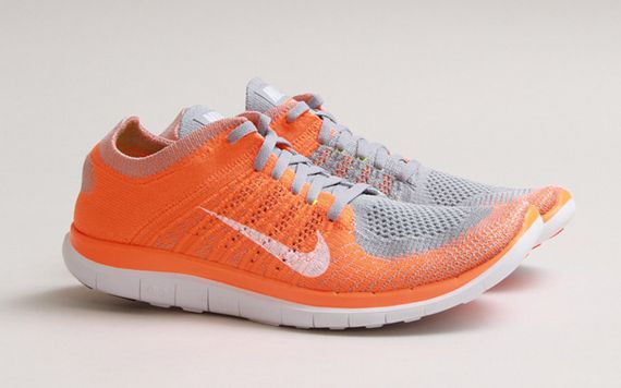 nike-free flyknit 4.0-wolf grey-total orange