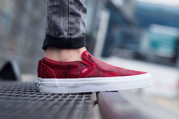 vans-slip on-red chili snake
