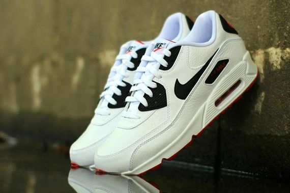 nike-air max 90 leather-white-black-red