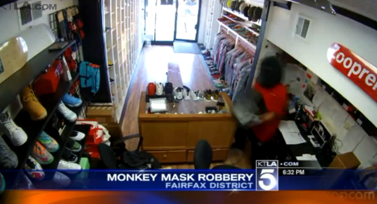 Two Armed Men in Monkey Masks Rob Sneaker Store in LA