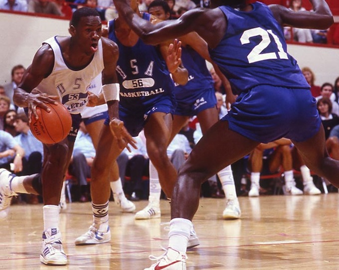 Photos of Michael Jordan playing Basketball in Adidas