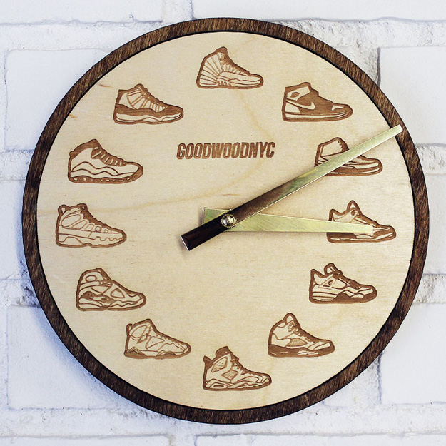 Wooden Air Jordan Retro Wall Clock by Goodwood NYC