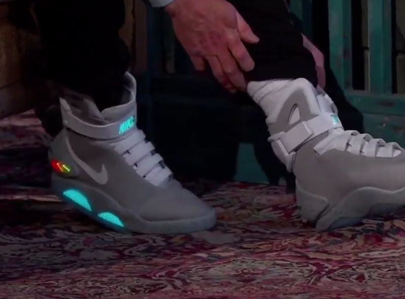 Michael J Fox Shows Auto Lacing Mag on Jimmy Kimmel