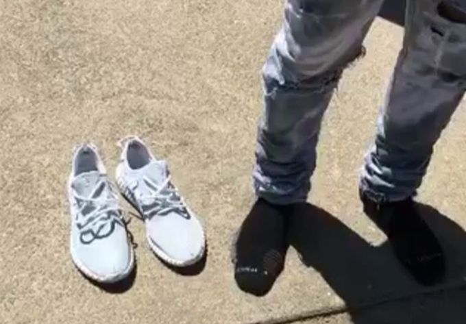 Kanye West walked on dirt barefoot to keep Yeezys clean