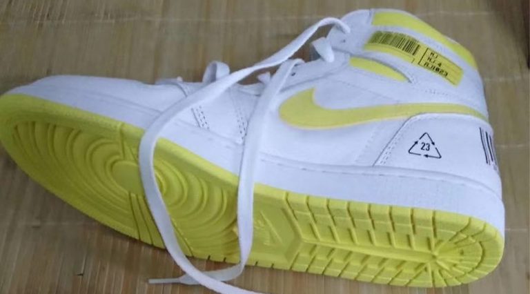 A White/Yellow “Barcode” Air Jordan 1 Surfaces