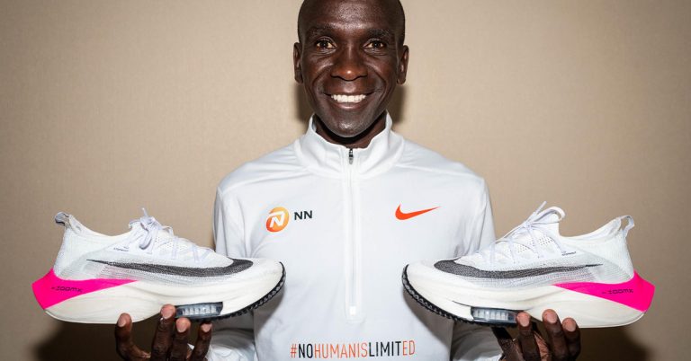 Eliud Kipchoge Completes Marathon in Under Two Hours in the Nike NEXT%