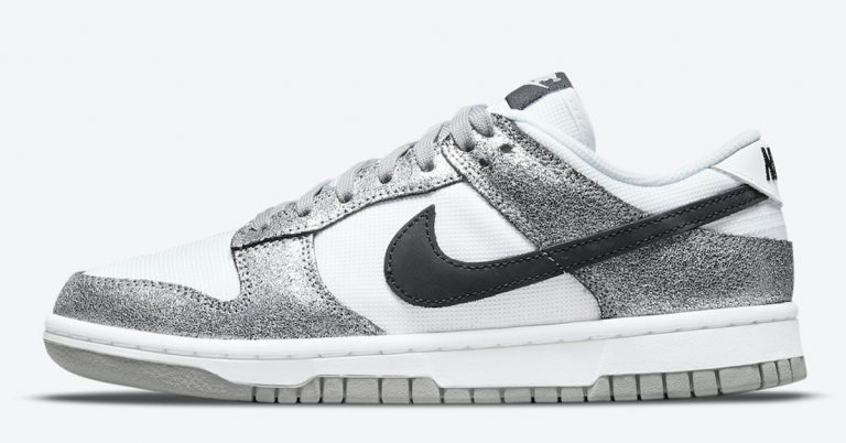 Nike Dunk Low Featuring Cracked Metallic Silver Design