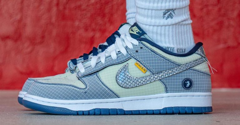 On-Feet Look at the UNION x Nike Dunk Low “Midnight Navy”